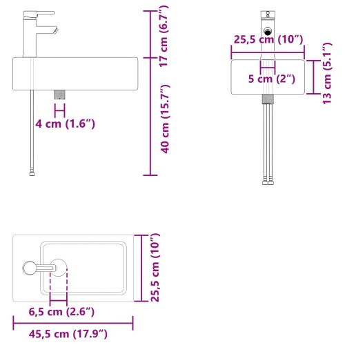 Мивка за баня със смесител Опушен дъб 45,5 x 22,5 x 84 см