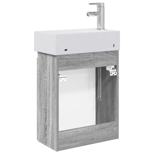 Мивка за баня със смесител Сив Сонома 45,5 x 22,5 x 84 см