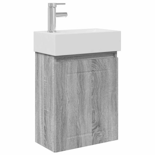 Мивка за баня със смесител Сив Сонома 45,5 x 25,5 x 84 см