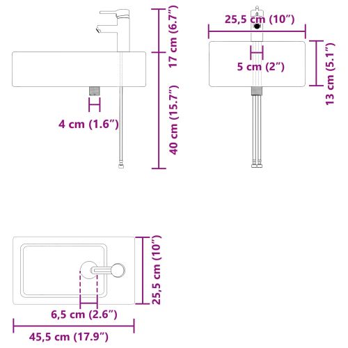 Мивка за баня със смесител Дъб артизан 45,5 x 25,5 x 84 см