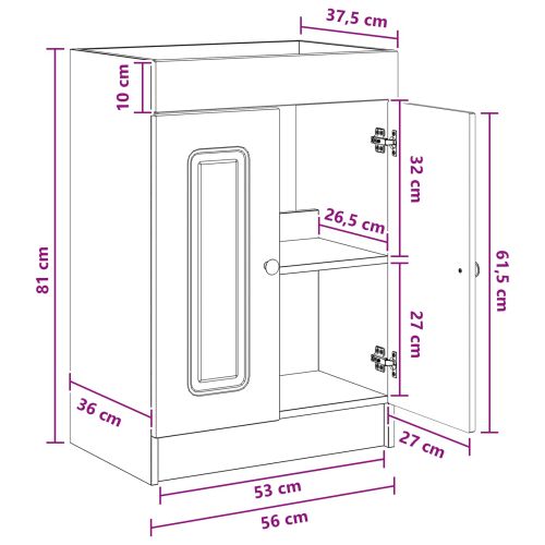 Мебел под мивка за баня Бяло 56 x 37,5 x 81 см
