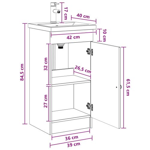 Баня с мивка Бетонно сиво 42 x 40 x 84,5 см Инженерна дървесина