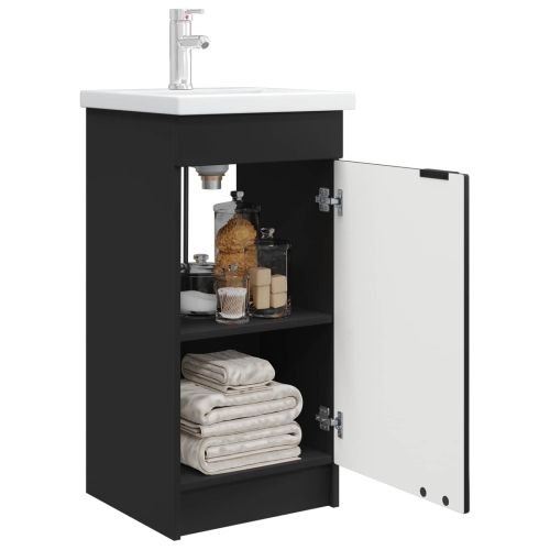 Баня с мивка Черно 42 x 40 x 84,5 см Инженерна дървесина