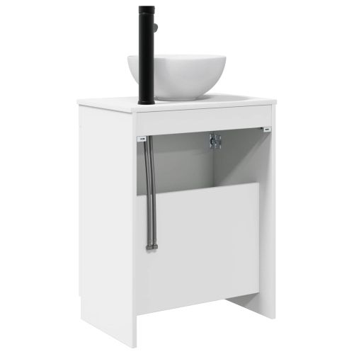 Баня с мивка Бяло 54 х 35 х 83 см Инженерна дървесина