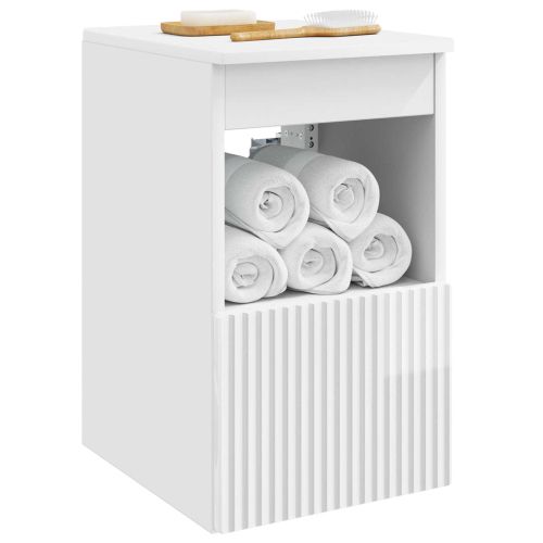 Шкаф за баня Бял гланц 30 x 35 x 50 см Инженерна дървесина