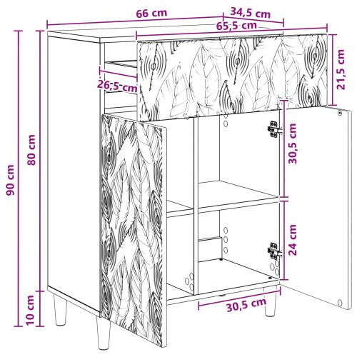 Служебен шкаф Черно 66 x 34,5 x 90 см Инженерна дървесина