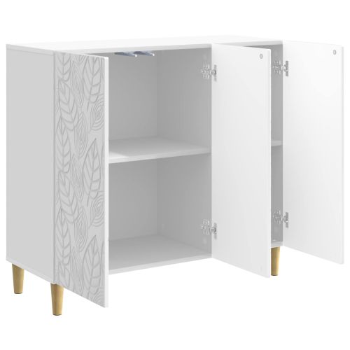 Служебен шкаф Бял гланц 89 x 34,5 x 80 см Инженерна дървесина