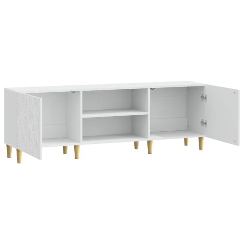 ТВ шкаф 150 x 31 x 50 см Бял гланц Инженерна дървесина
