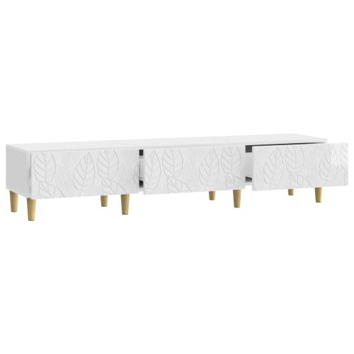 ТВ шкаф 147 x 34,5 x 30 см Бял гланц Инженерна дървесина