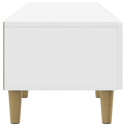 ТВ шкаф 147 x 34,5 x 30 см Бял гланц Инженерна дървесина
