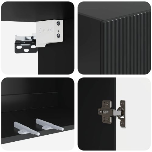 Стенно шкафче Черно 66 x 34,5 x 90 см Инженерна дървесина