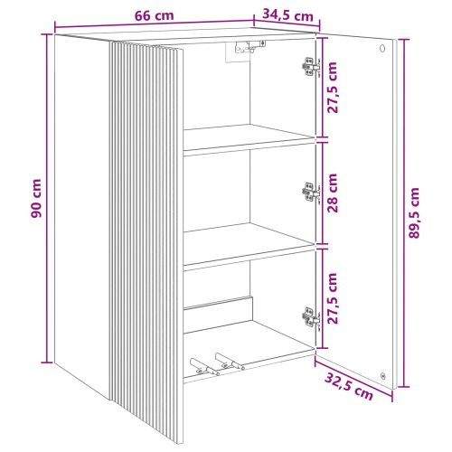 Стенно шкафче Сив Сонома 66 x 34,5 x 90 см Инженерна дървесина