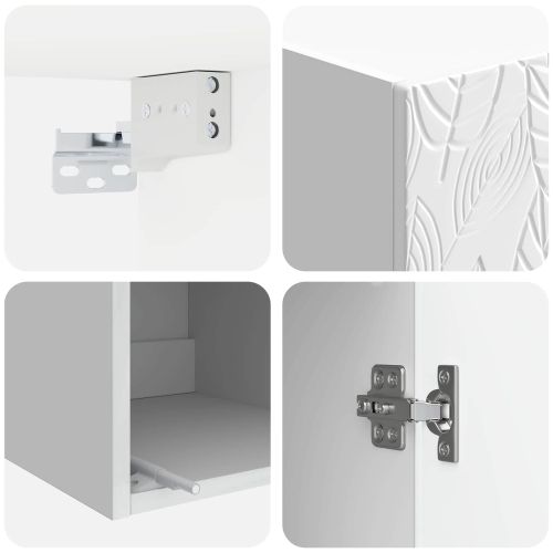 Стенно шкафче Бял гланц 33 x 34,5 x 90 см Инженерна дървесина