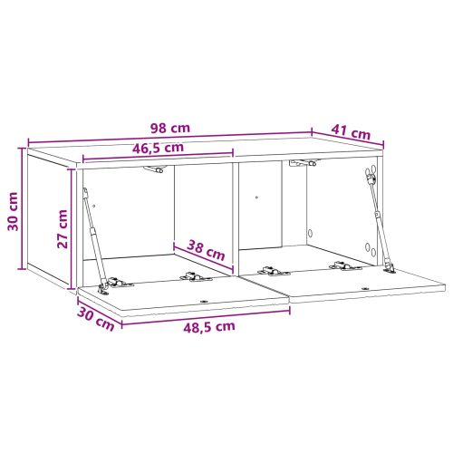 Стенно монтиран ТВ шкаф 98 x 41 x 30 см Бял гланц