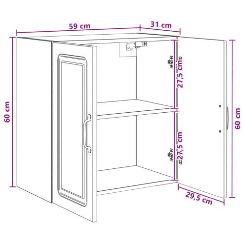 Стенно шкафче Бетонно сиво 59 x 31 x 60 см Инженерна дървесина