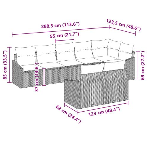 Комплект дивани с възглавница 8 pcs Черно полиратан