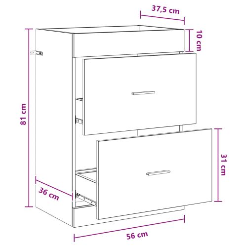 Кабинет под мивка за баня Бетонно сиво 56 x 37,5 x 81 см