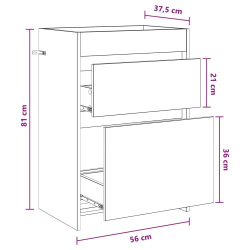 Кабинет под мивка за баня Старо дърво 56 x 37,5 x 81 см