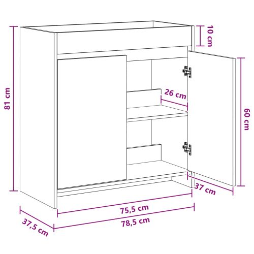Кабинет под мивка за баня Черен дъб 78,5 x 37,5 x 81 см