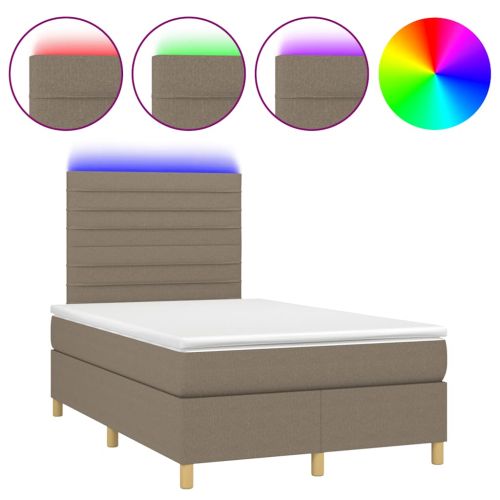 Боксспринг легло с матрак и LED, таупе, 120x190 см, плат