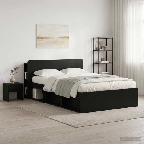 Табла за легло със съхранение Черен 135 x 18,5 x 80 см