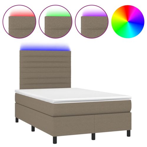 Боксспринг легло с матрак и LED, таупе, 120x190 см, плат
