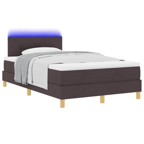 LED кутия за пружини с легло Тъмен кафяв 120 x 200 cm текстил