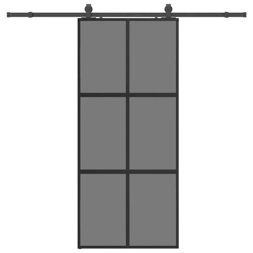 Плъзгаща се врата с комплект обков Черно 90x205 cm