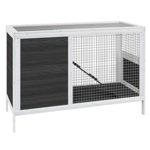 Клетка за зайци сива 103x44x69,5 см борово дърво масив
