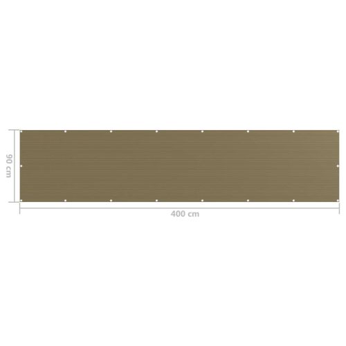 Балконски параван, таупе, 90x400 см, HDPE