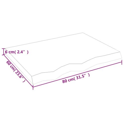 Плот за маса, 80x60x(2-6) см, необработен масивен дъб