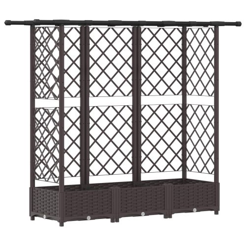 Повдигнато легло с решетка и покривка Кафяво 164 x 40 x 123 см