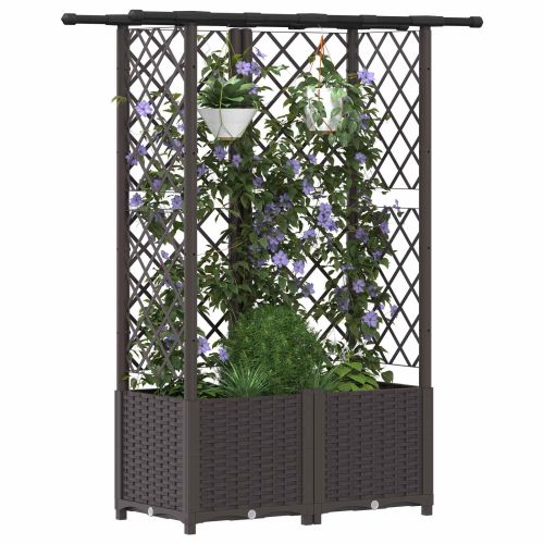 Повдигнато легло с решетка и покривка Кафяво 124 x 40 x 138 см