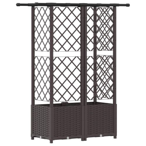 Повдигнато легло с решетка и покривка Кафяво 124 x 40 x 138 см
