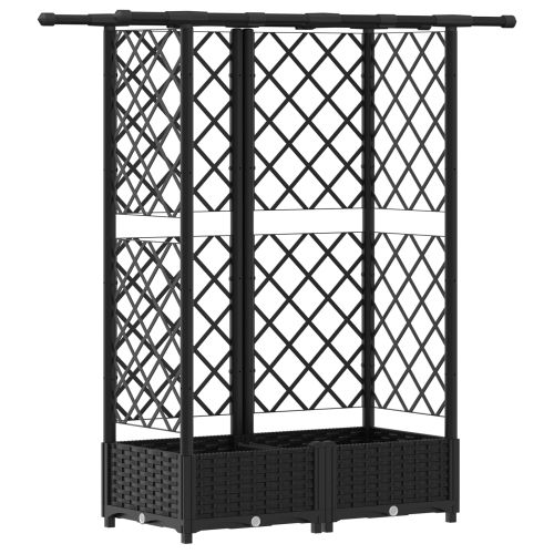 Повдигнато легло с решетка и покривка Черен 124 x 40 x 123 см