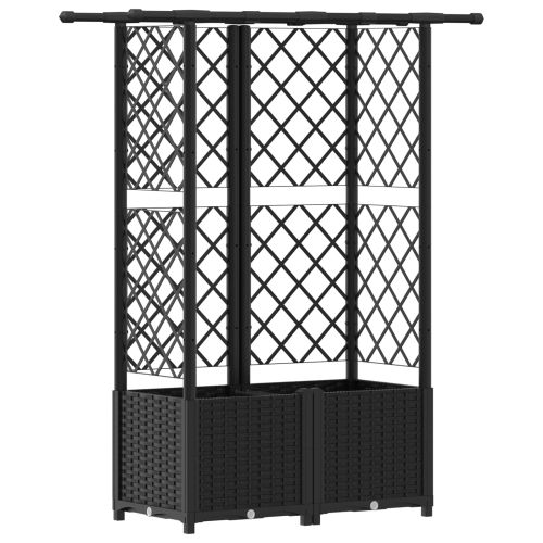 Повдигнато легло с решетка и покривка Черен 124 x 40 x 138 см