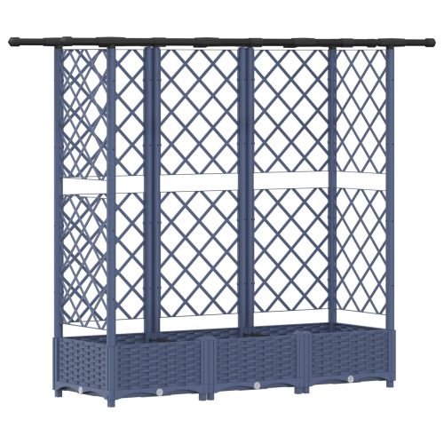 Повдигнато легло с решетка и покривка Сив 164 x 40 x 123 см ПП