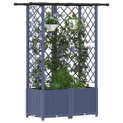 Повдигнато легло с решетка и покривка Сив 124 x 40 x 138 см ПП