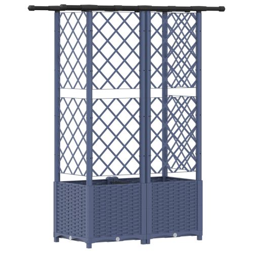 Повдигнато легло с решетка и покривка Сив 124 x 40 x 138 см ПП