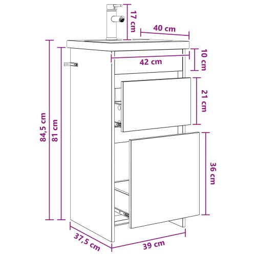 Баня с мивка Бетонно сиво 42 x 40 x 84,5 см Инженерна дървесина