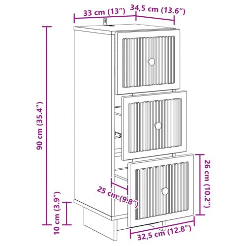 Чекмеджетен шкаф Бяло 33 x 34,5 x 90 см Инженерна дървесина