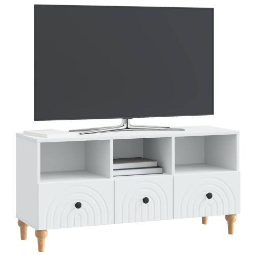 ТВ шкаф Бял 102 x 34,5 x 50 см Инженерен дървен материал