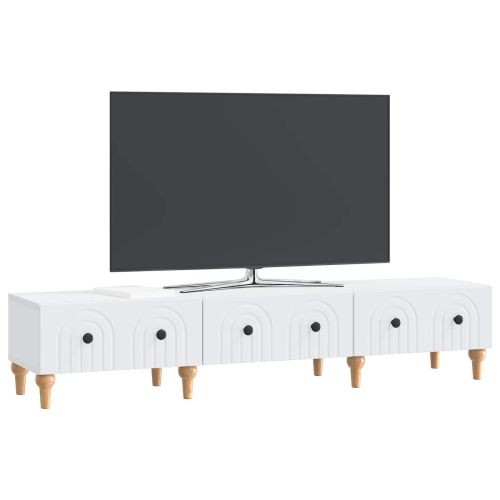 ТВ шкаф с чекмедже Бяло 147 x 34,5 x 30 см Инженерна дървесина