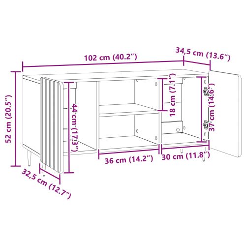 ТВ шкаф Бяло 102 x 34,5 x 52 см Инженерна дървесина