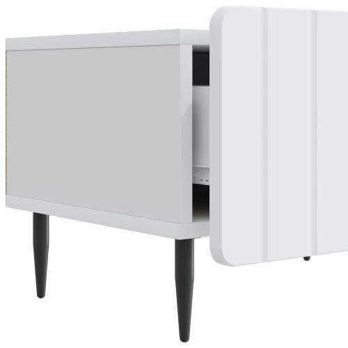 ТВ шкаф с чекмедже Бяло 147 x 34,5 x 32 см Инженерна дървесина