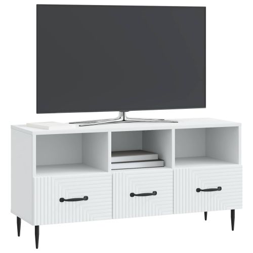 ТВ шкаф с чекмедже Бяло 102 x 34,5 x 50 см Инженерна дървесина