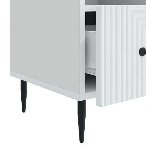 ТВ шкаф с чекмедже Бяло 102 x 34,5 x 50 см Инженерна дървесина