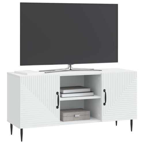 ТВ шкаф Бяло 102 x 34,5 x 50 см Инженерна дървесина