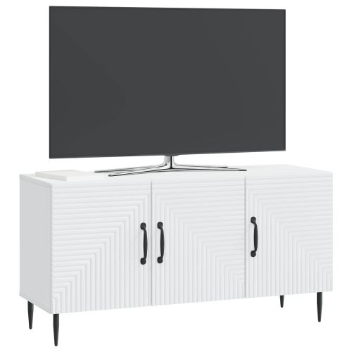 ТВ шкаф Бяло 99 x 34,5 x 50 см Инженерна дървесина