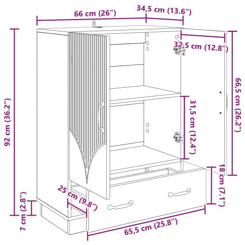 Служебен шкаф Бяло 66 x 34,5 x 92 см Инженерна дървесина